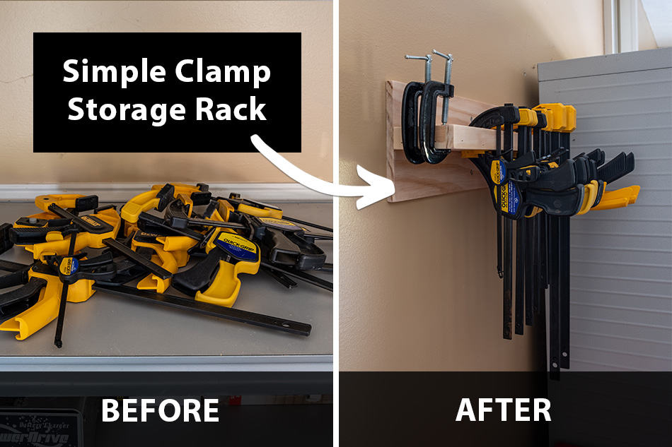 Trigger clamp storage rack before and after