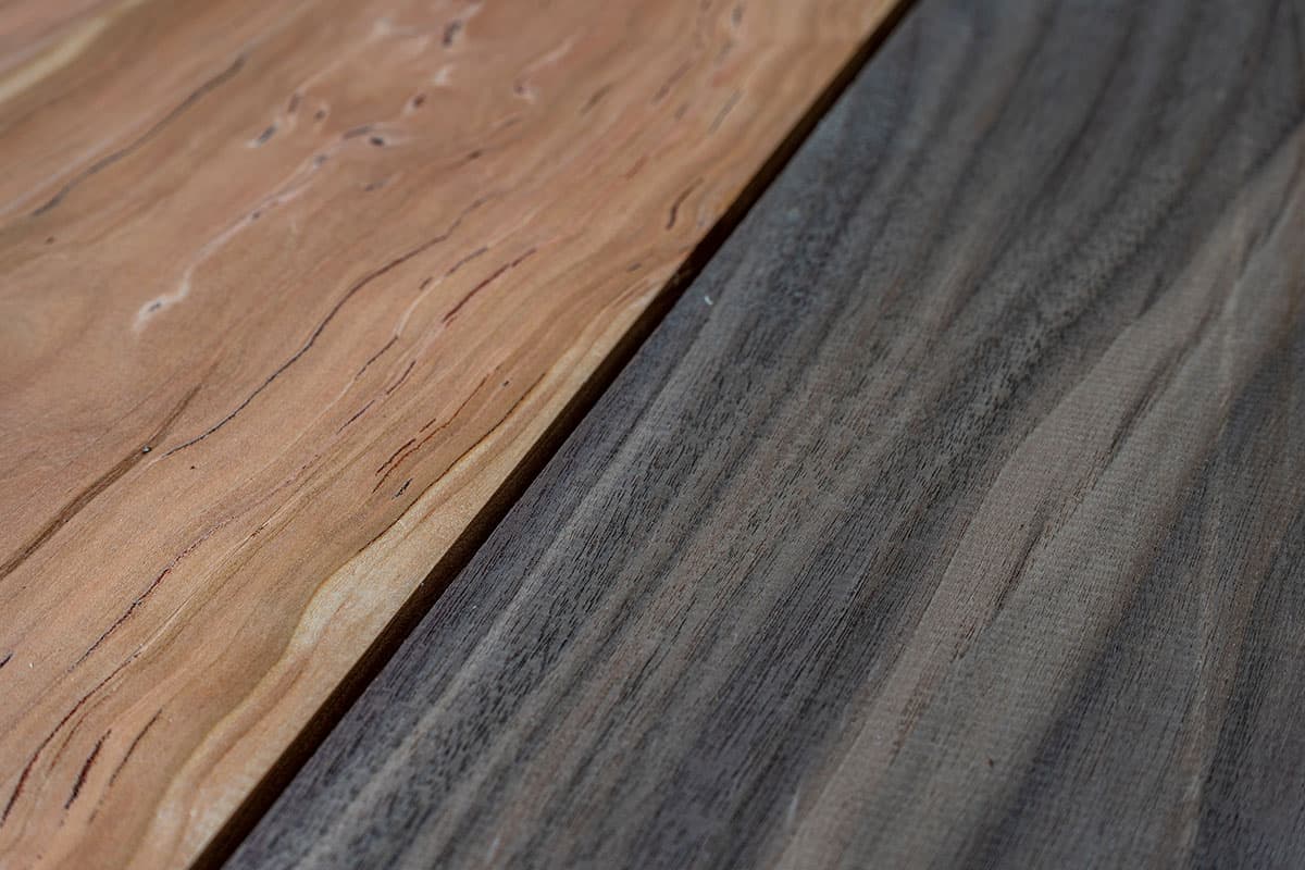Walnut and cherry wood next to each other