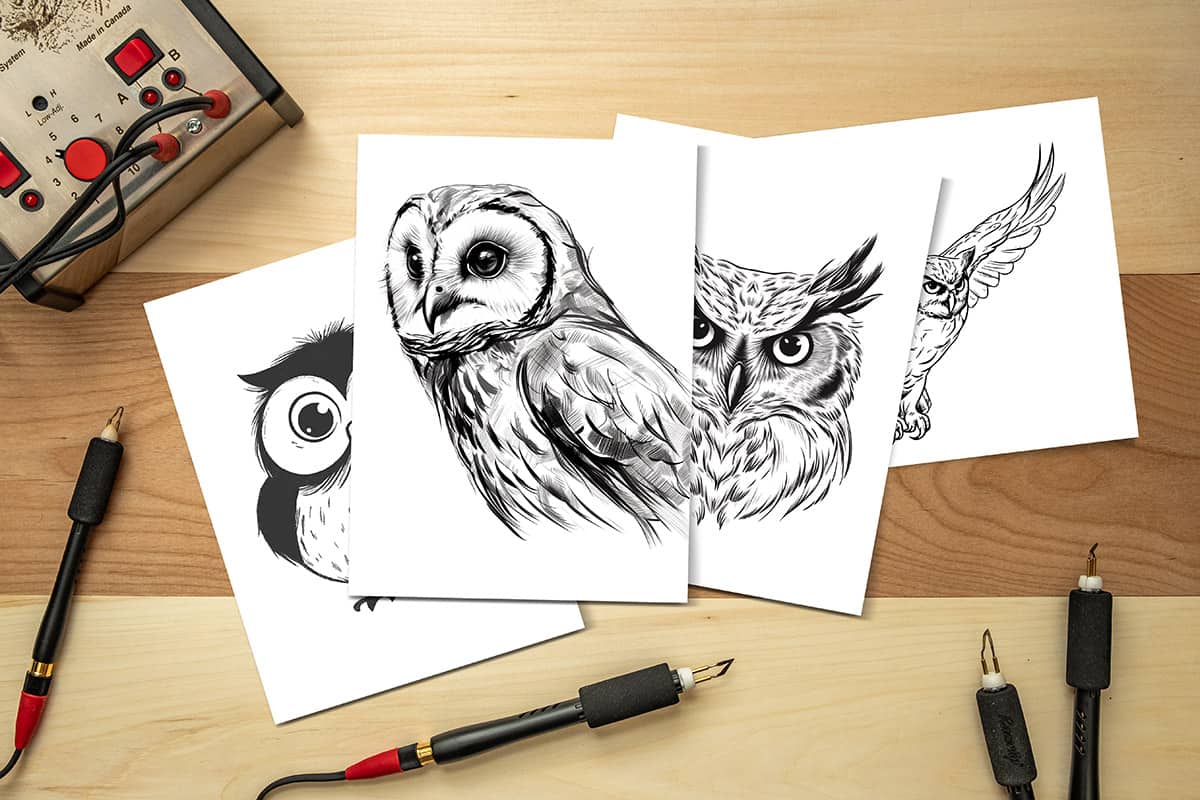 Owl patterns for pyrography